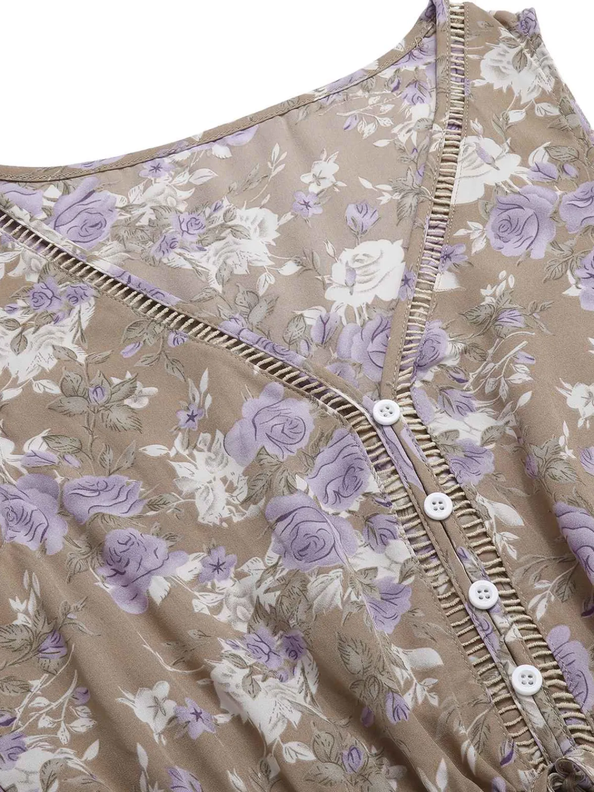 Online Retro Stage 1930s V-Neck Floral Sleeveless Dress