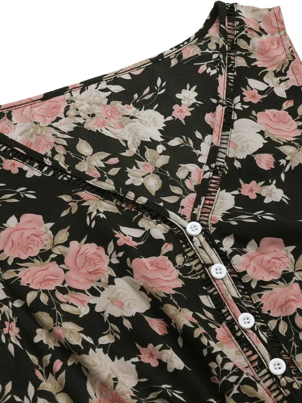 Online Retro Stage 1930s V-Neck Floral Sleeveless Dress
