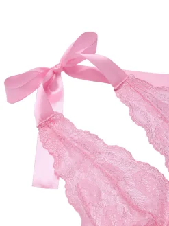 Online Retro Stage 1950s V-Neck Halter Lace Sheer Nightgown