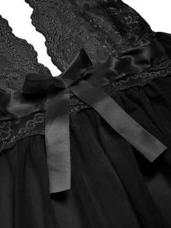 Online Retro Stage 1950s V-Neck Halter Lace Sheer Nightgown
