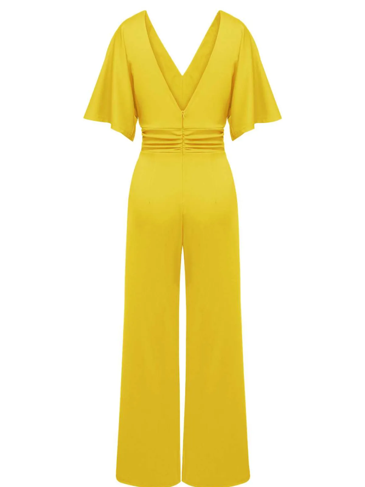 Hot Retro Stage 1930s V-Neck Knitted Solid Jumpsuit