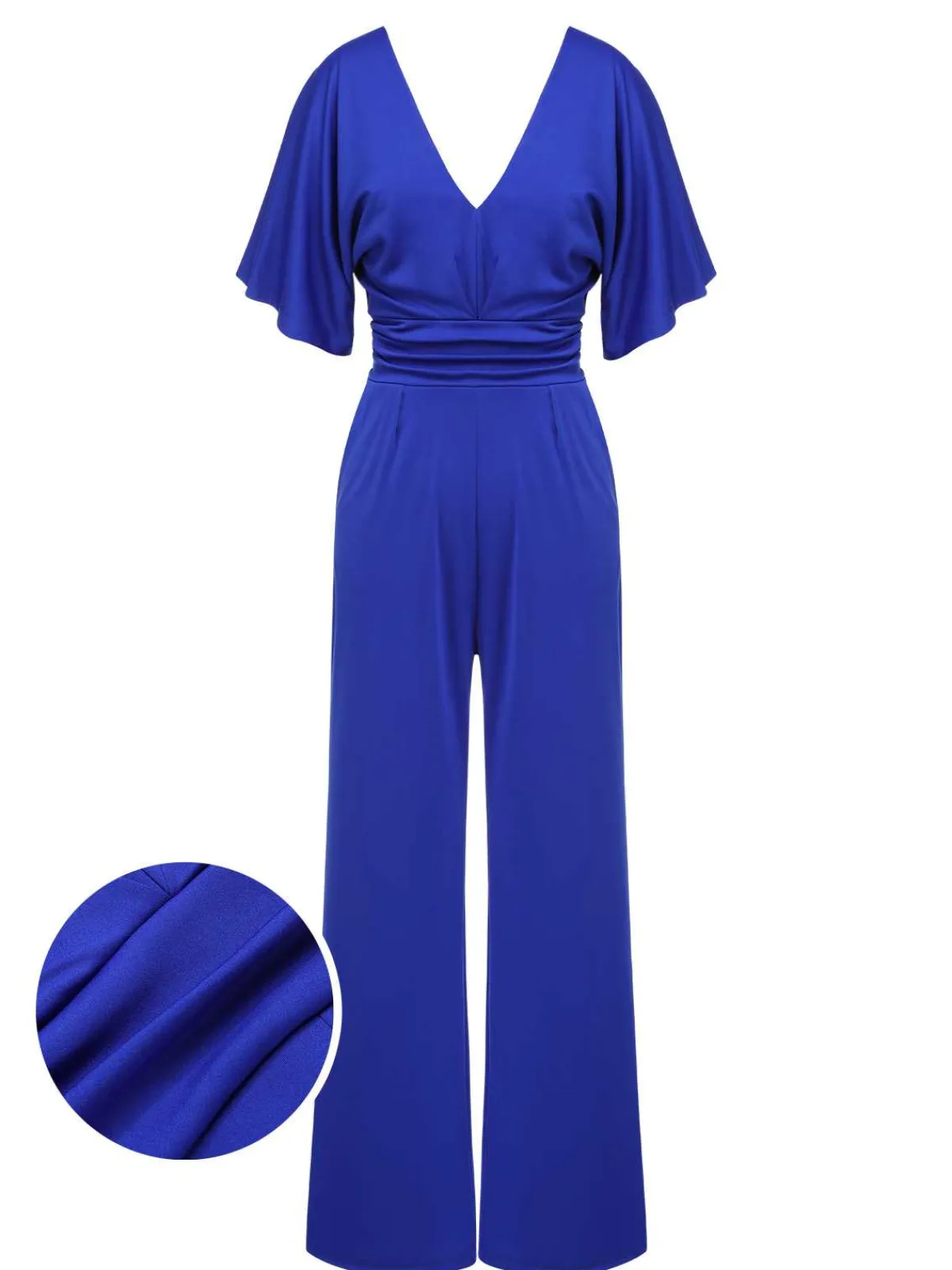 Hot Retro Stage 1930s V-Neck Knitted Solid Jumpsuit