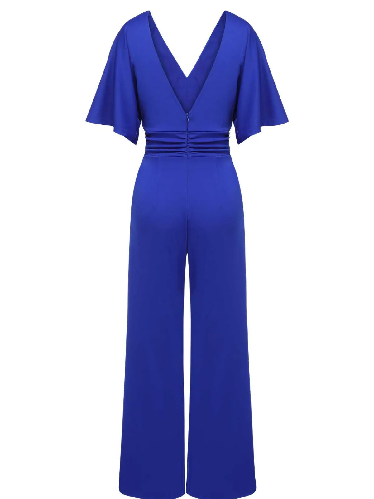 Hot Retro Stage 1930s V-Neck Knitted Solid Jumpsuit