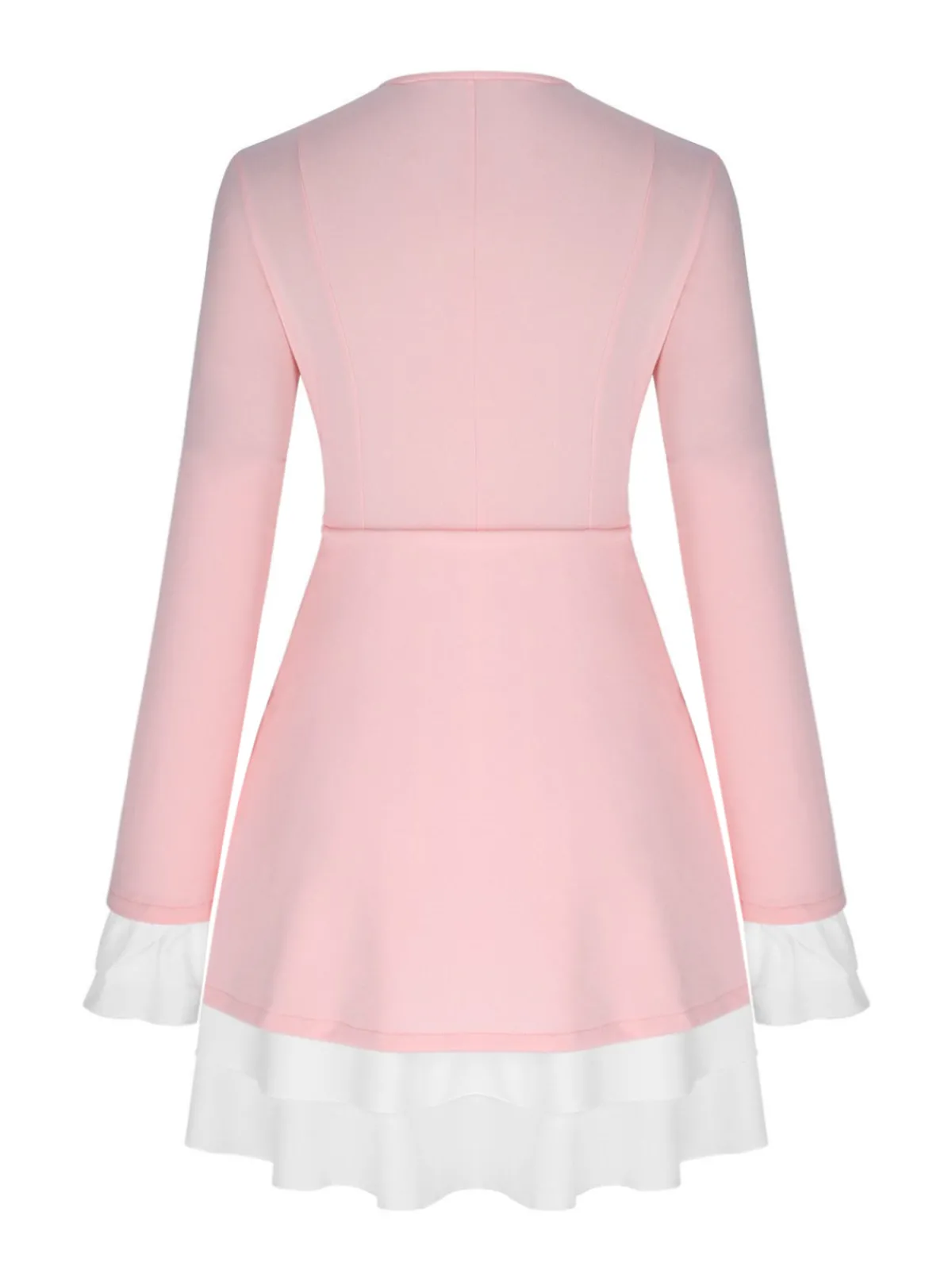 Outlet Retro Stage 1960s V-Neck Layered Ruffle-Cuff Dress
