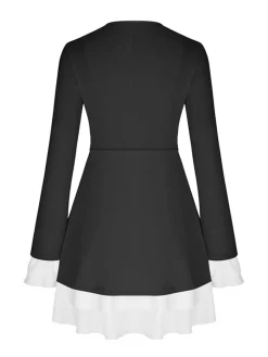 Outlet Retro Stage 1960s V-Neck Layered Ruffle-Cuff Dress