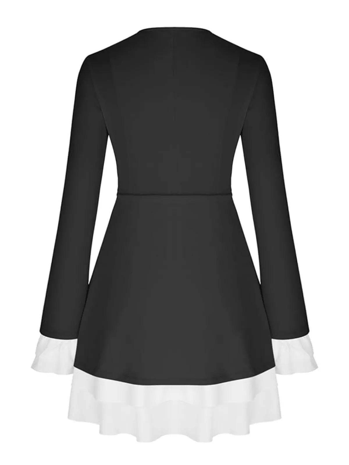 Outlet Retro Stage 1960s V-Neck Layered Ruffle-Cuff Dress