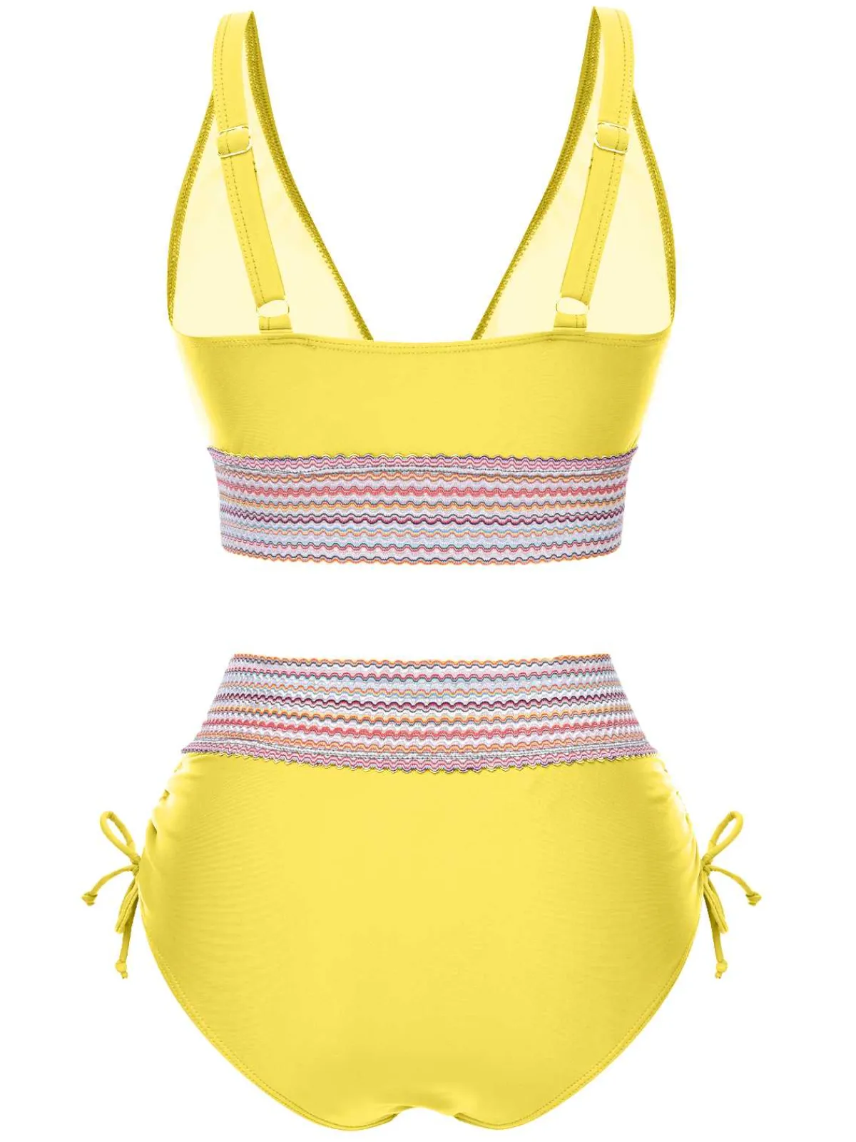 Hot Retro Stage 1970s V-Neck Patchwork High-Waist Bikini