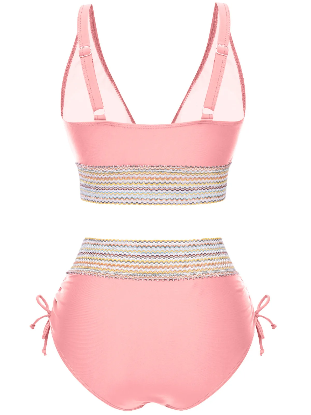 Hot Retro Stage 1970s V-Neck Patchwork High-Waist Bikini