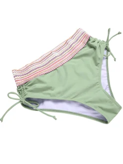 Online Retro Stage 1970s V-Neck Patchwork High-Waist Bikini