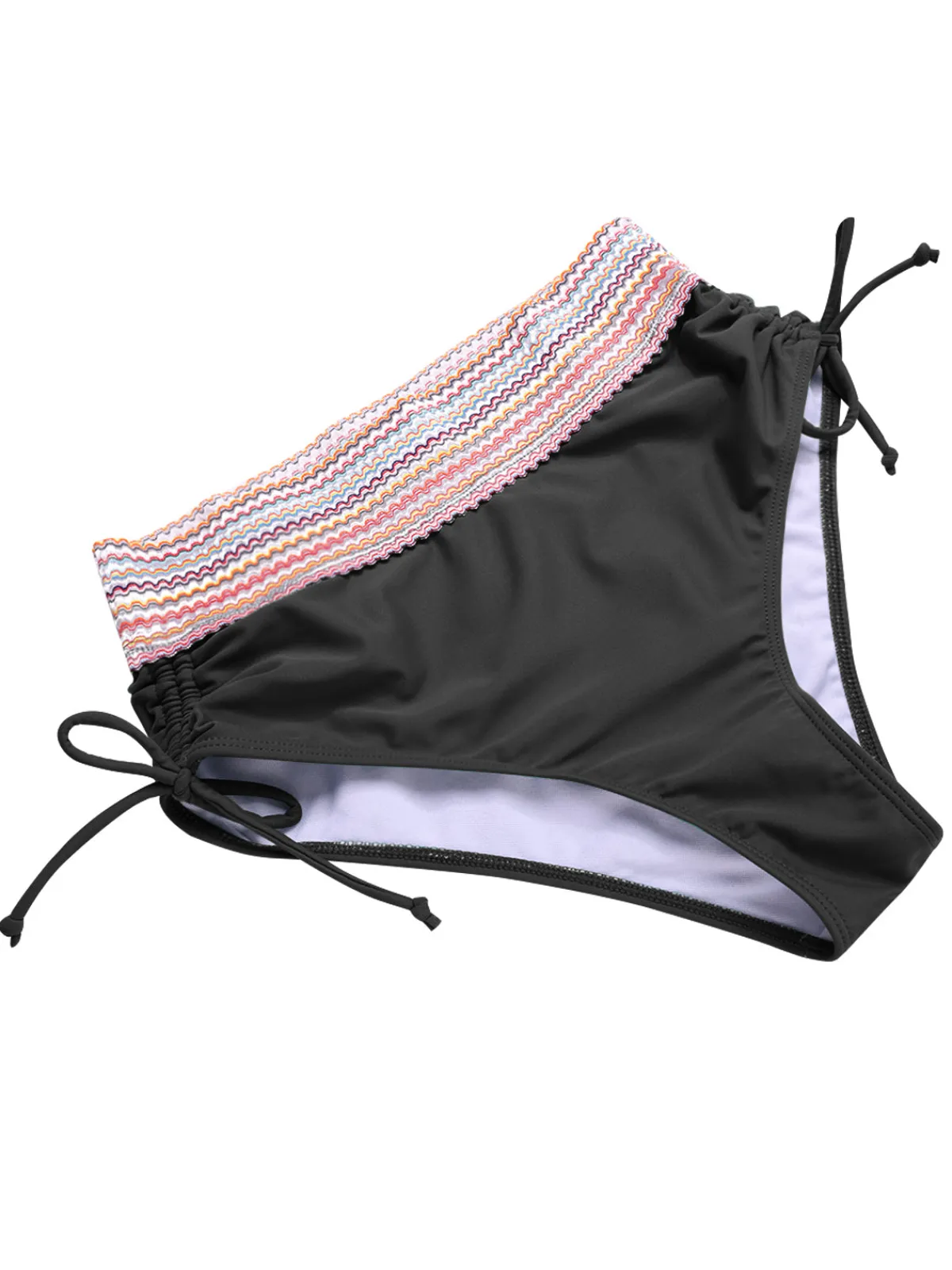 Online Retro Stage 1970s V-Neck Patchwork High-Waist Bikini