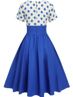 Sale Retro Stage 1950s V-Neck Polka Dots Swing Dress