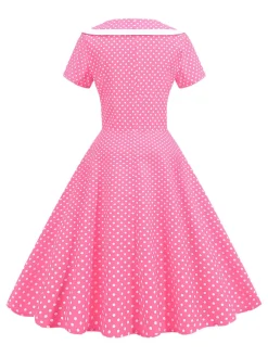 Outlet Retro Stage 1950s V-Neck Polka Dots Swing Dress