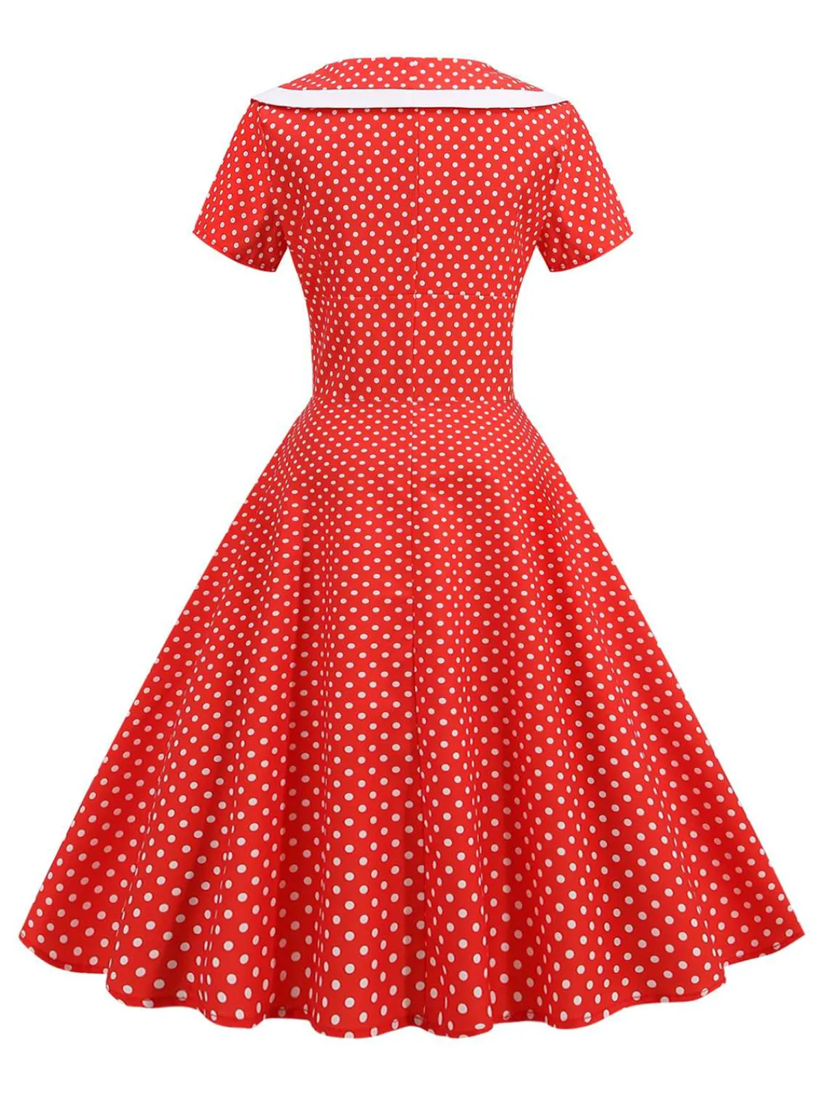 Outlet Retro Stage 1950s V-Neck Polka Dots Swing Dress