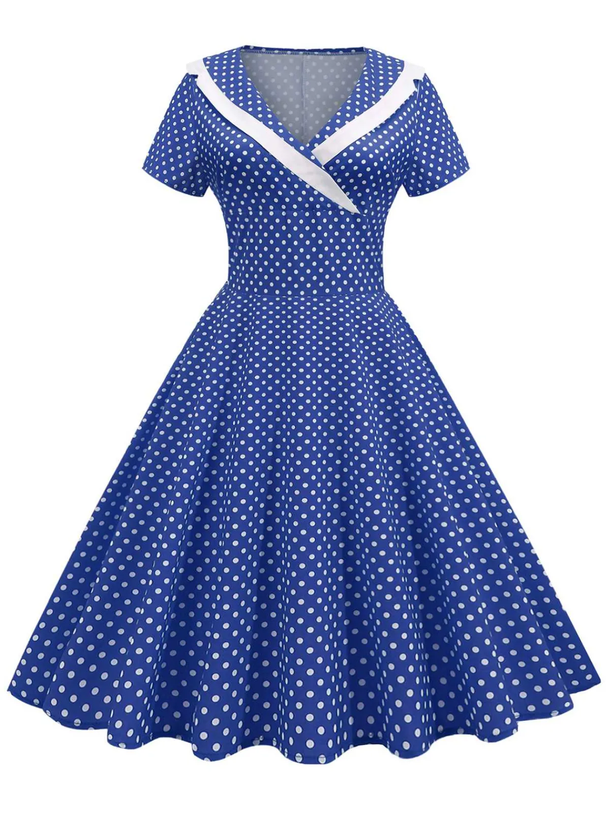 Outlet Retro Stage 1950s V-Neck Polka Dots Swing Dress