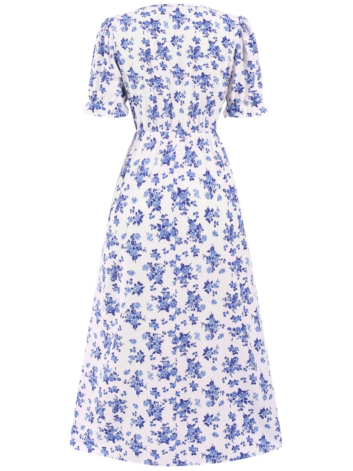 Discount Retro Stage 1940s V-Neck Ruffle Boho Floral Midi Dress