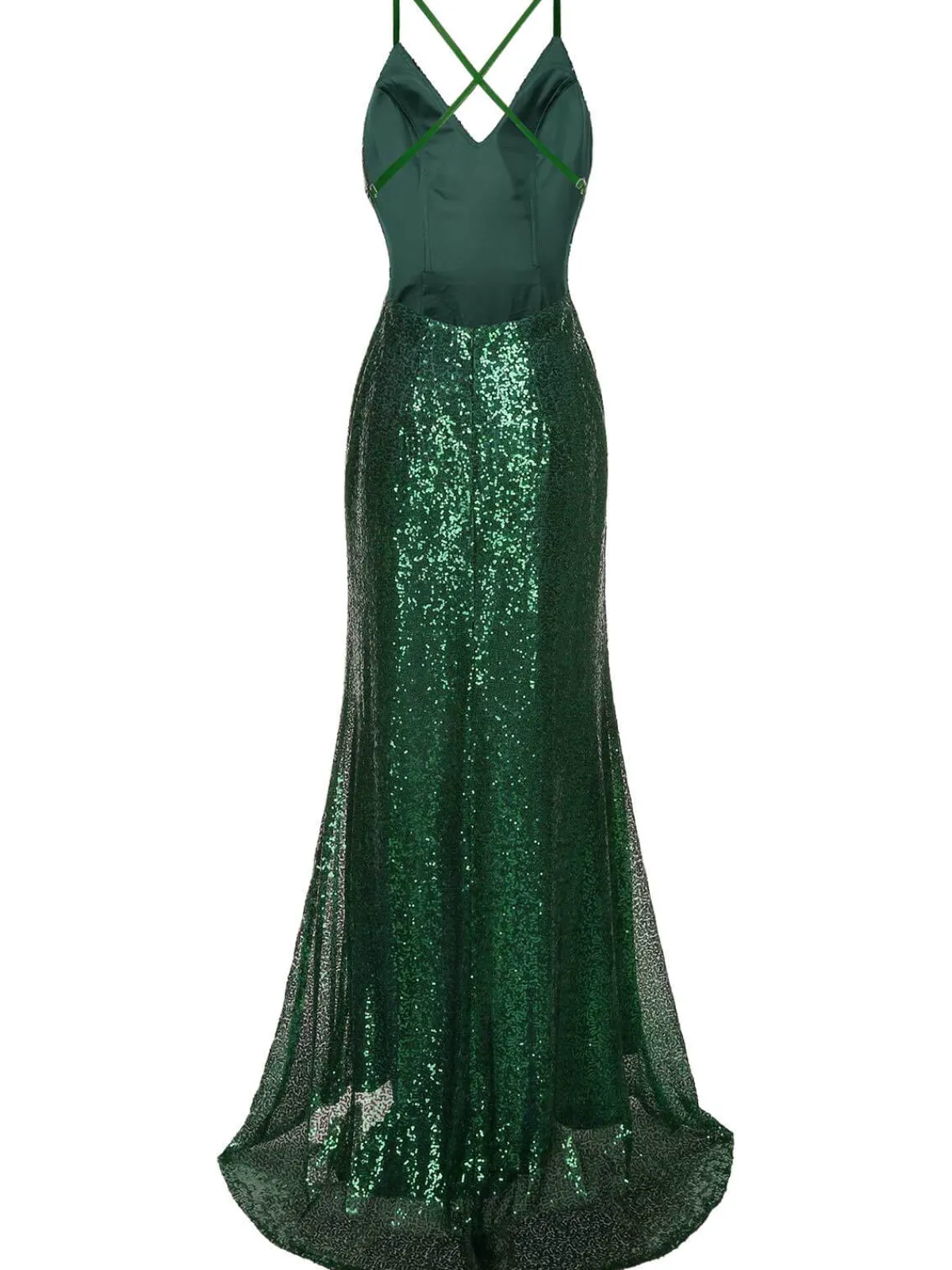 New Retro Stage 1920s V-Neck Side Slit Sequined Sling Dress Green