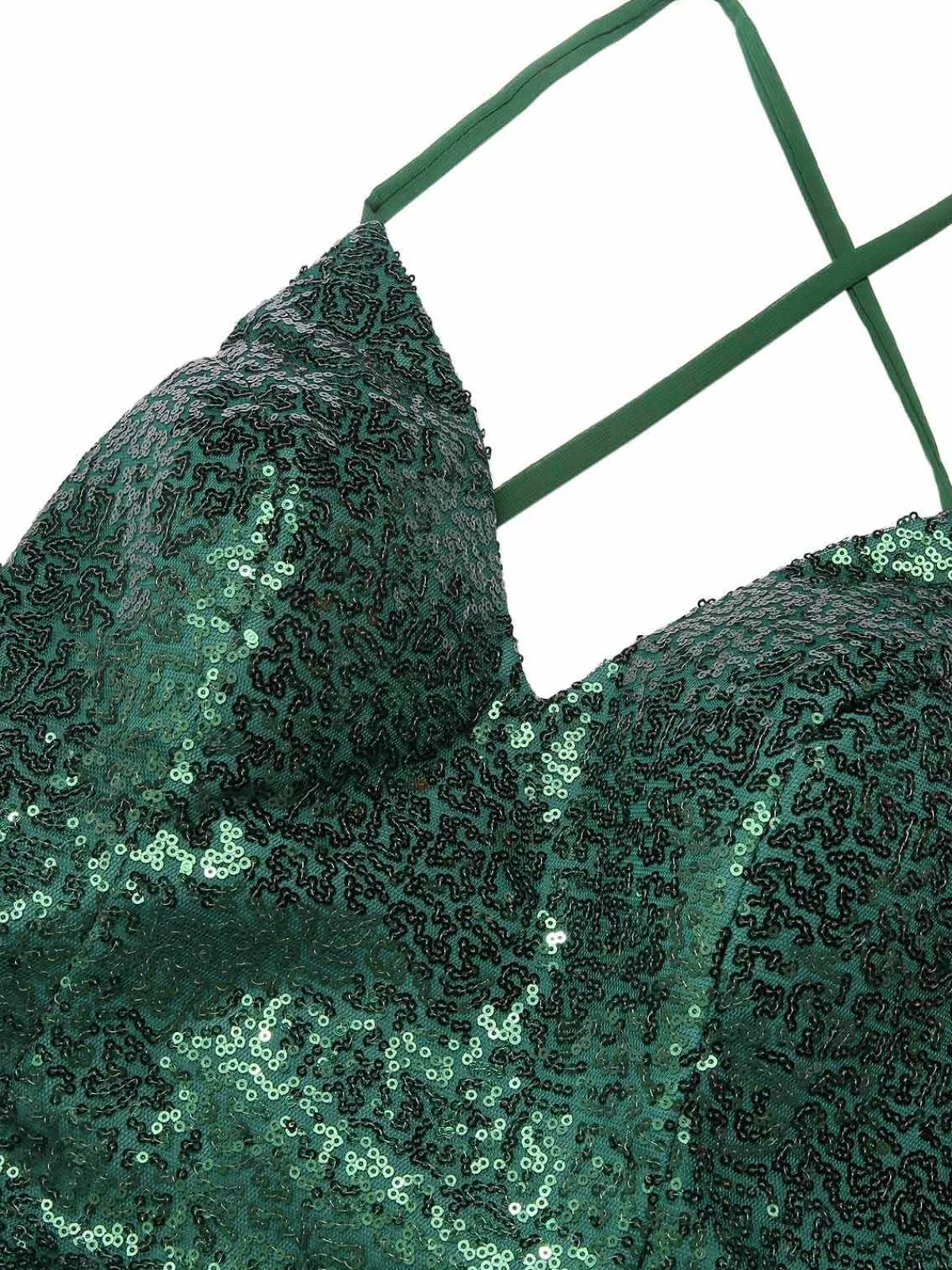 New Retro Stage 1920s V-Neck Side Slit Sequined Sling Dress Green
