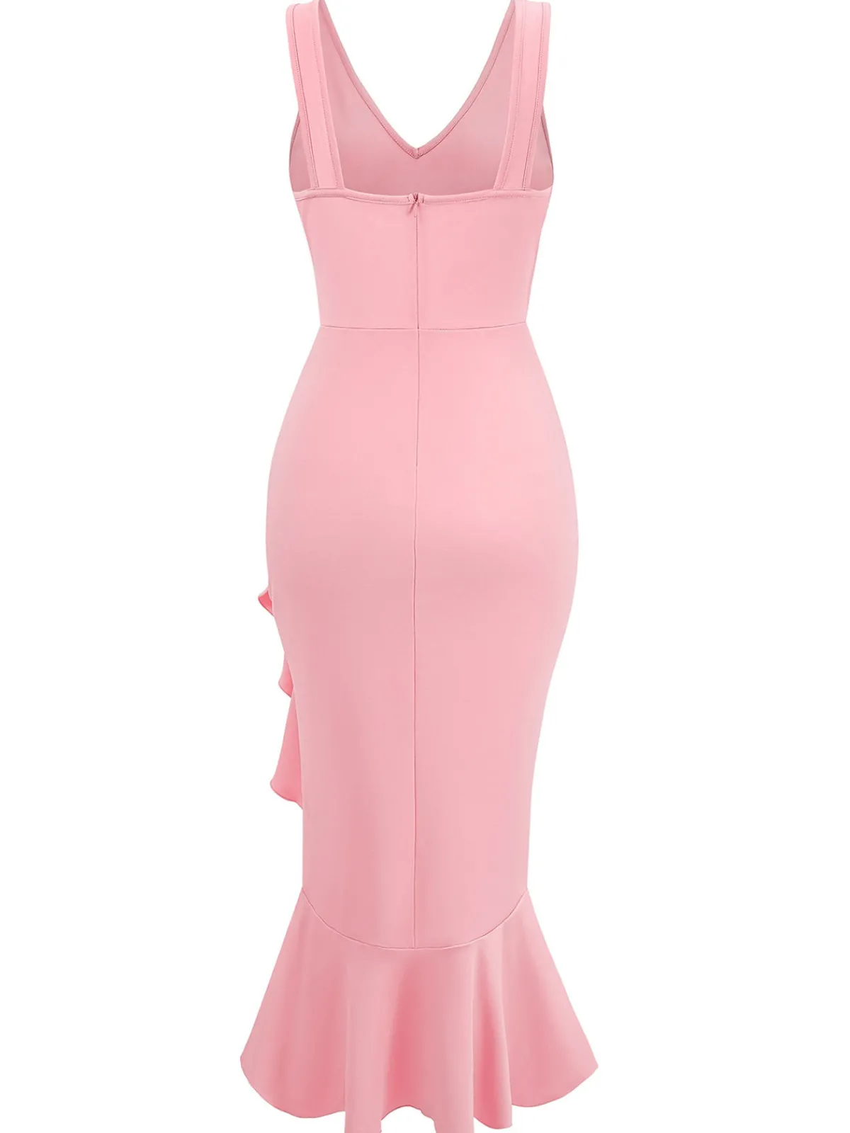 Online Retro Stage 1930s V-Neck Sleeveless Ruffled Fishtail Dress