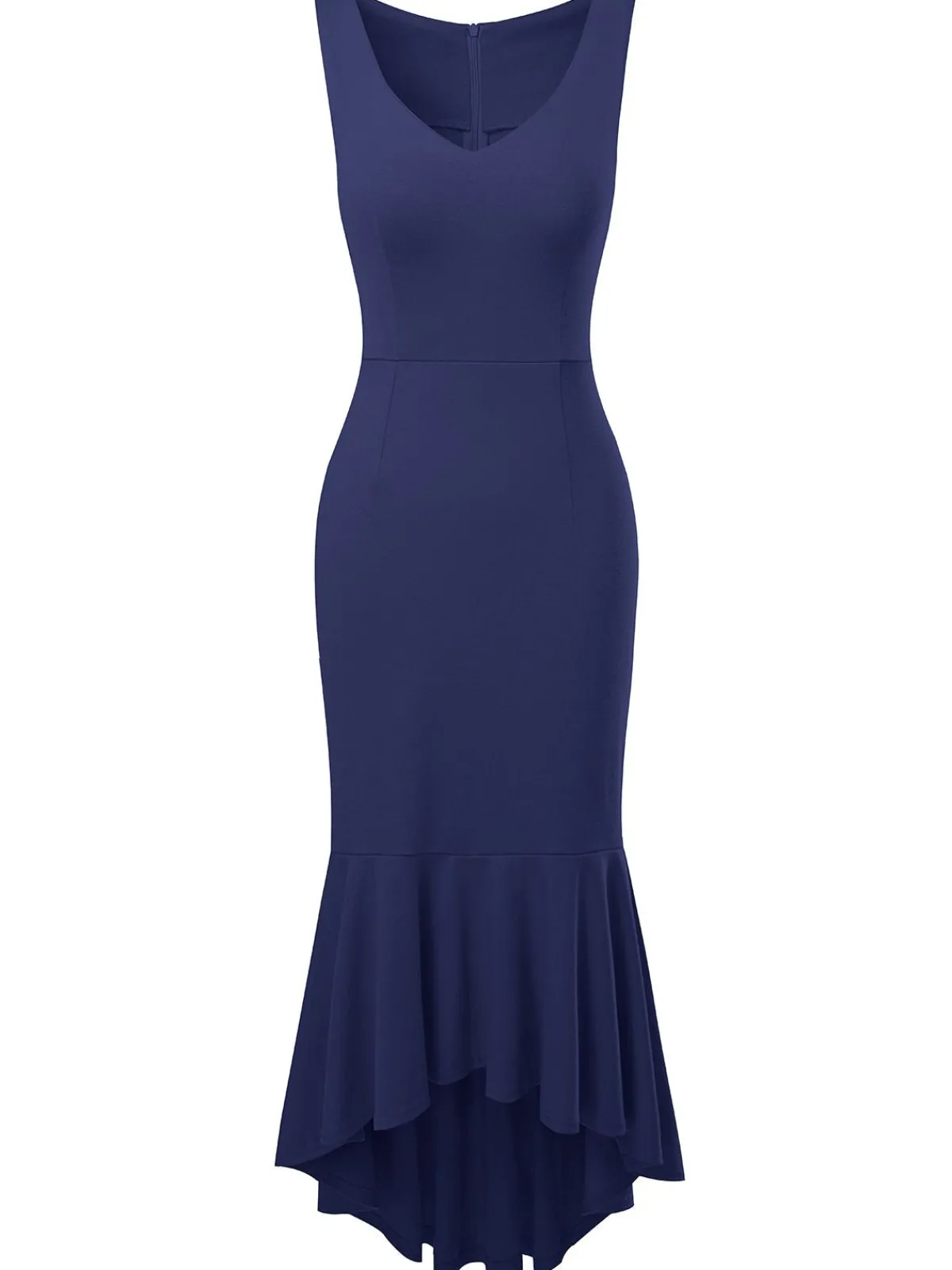Hot Retro Stage 1930s V-Neck Sleeveless Ruffled Fishtail Dress