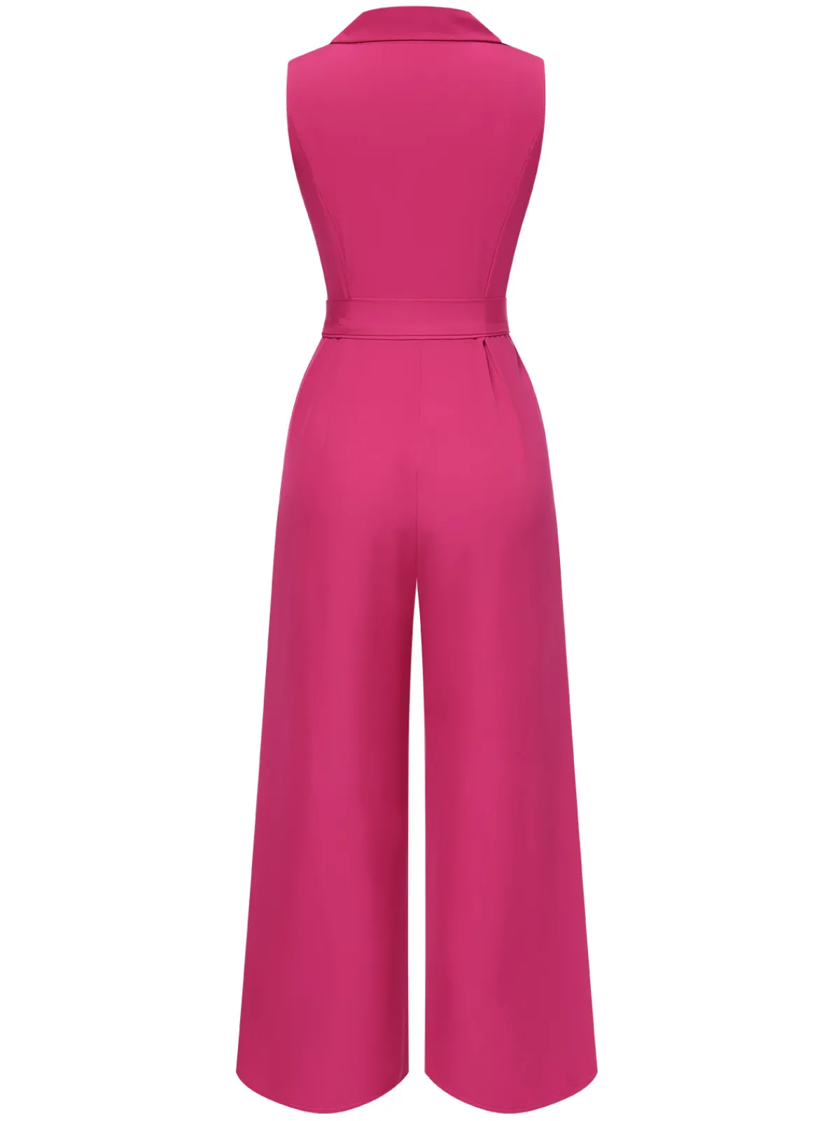 Best Retro Stage 1930s V-Neck Solid Belted Sleeveless Jumpsuit