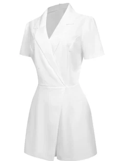 Outlet Retro Stage 1950s V-Neck Solid Lapel Romper