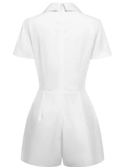 Outlet Retro Stage 1950s V-Neck Solid Lapel Romper
