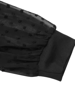 Fashion Retro Stage 1940s V-Neck Solid Polka Dots Patchwork Dress