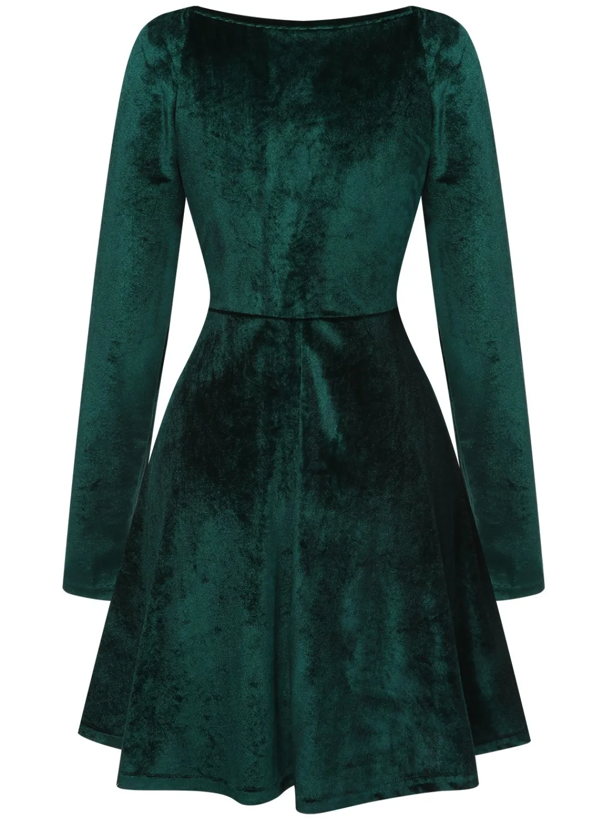 Fashion Retro Stage 1960s V-Neck Velvet Long Sleeve A-Line Dress