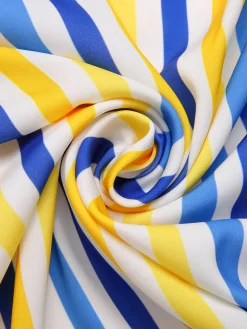 Best Retro Stage 1950s Yellow White Blue d Button Skirt Stripe