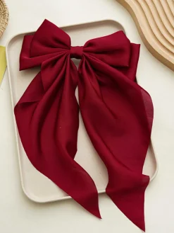 Clearance Retro Stage Satin Ribbon Solid Bow Hairpin