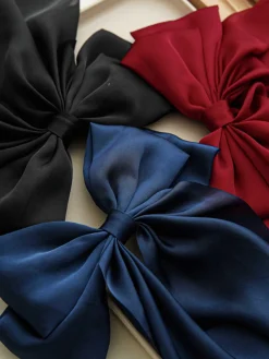 Clearance Retro Stage Satin Ribbon Solid Bow Hairpin