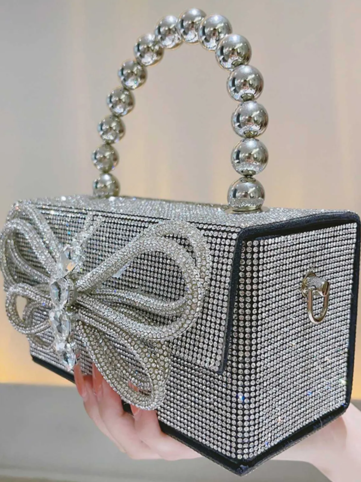 Clearance Retro Stage Shiny Bow Rhinestone Party Bag