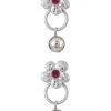 Best Retro Stage Silver & Red Rhinestone Flower Bell Earrings