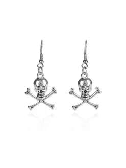 New Retro Stage Silver Halloween Alloy Skull Earrings