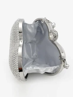 Outlet Retro Stage Silver Heart Rhinestone Party Tote Bag