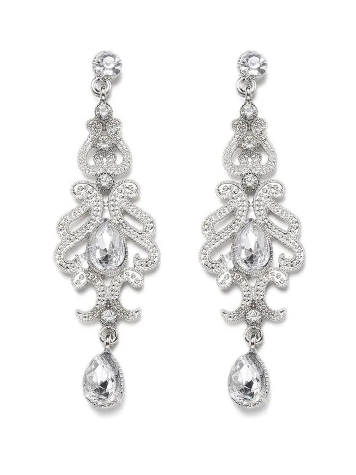 Hot Retro Stage Silver 1920s Bridal Earrings
