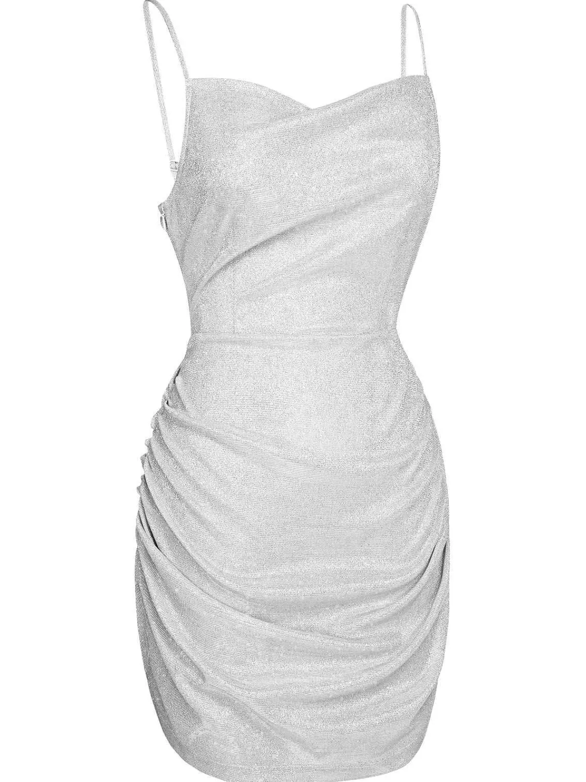 Clearance Retro Stage 1960s Spaghetti Strap Sparkling Mini Dress Silver
