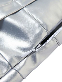 Hot Retro Stage 1980s Steampunk Solid Pleated Skirt Silver