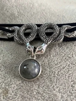 Best Retro Stage Silver Twin Snakes Halloween Necklace