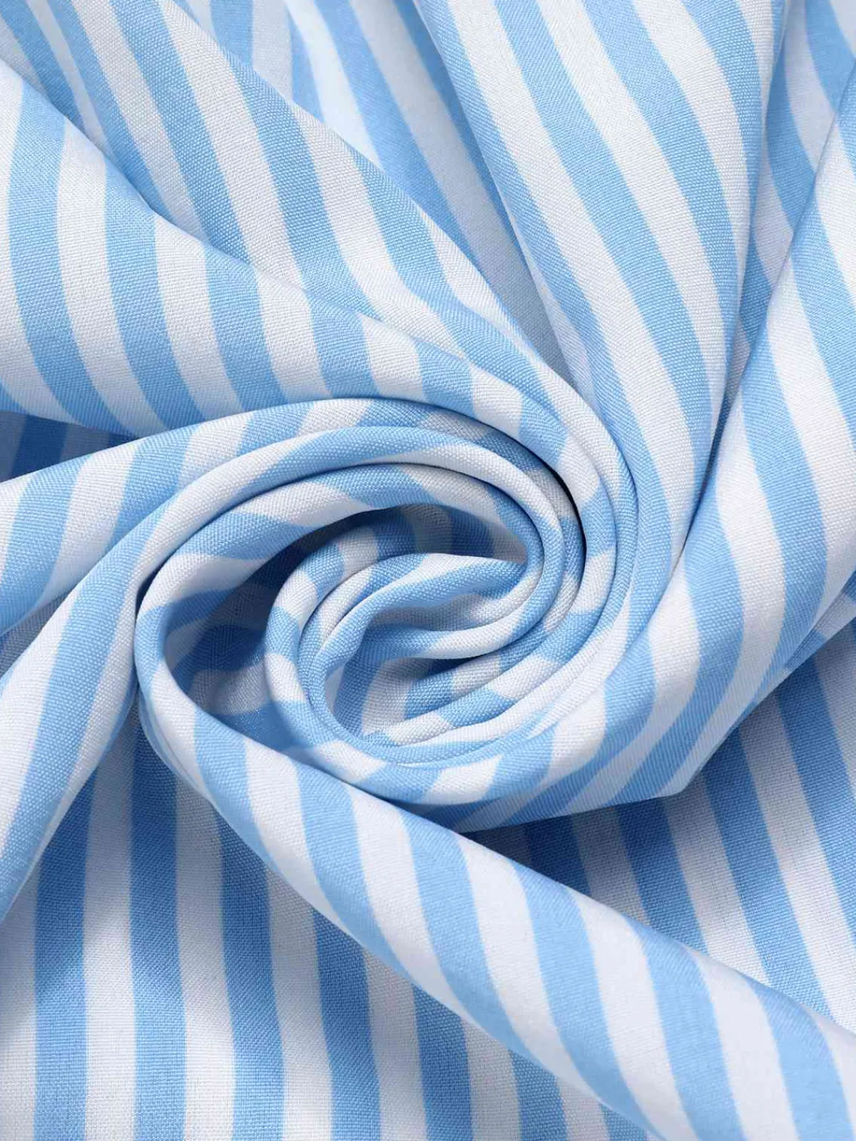 Online Retro Stage 1940s Stripes Stand Collar Dress Sky Blue