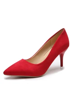 Clearance Retro Stage Solid Color Suede Thin Heels Pumps