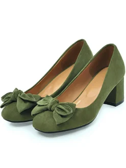 Online Retro Stage Solid Colored Bow-Knot Wedge Shoes