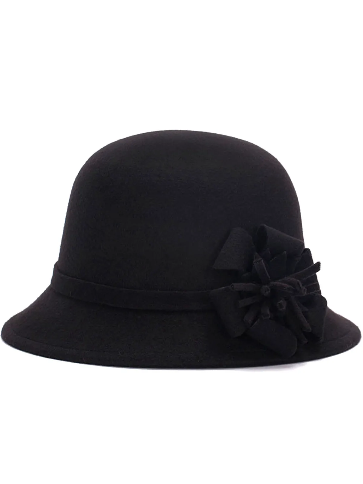 Outlet Retro Stage Solid Imitation Wool Knot Cloche Hat