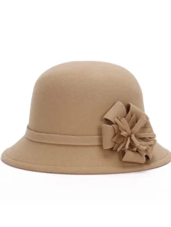 Outlet Retro Stage Solid Imitation Wool Knot Cloche Hat