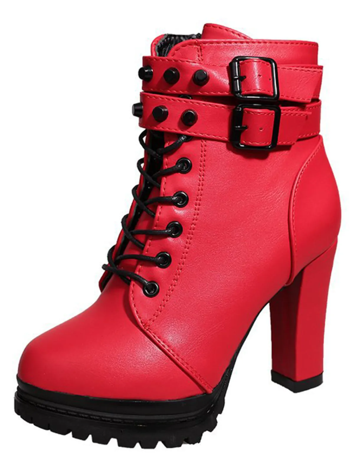 Outlet Retro Stage Solid Leather Pointed High Heels Boots