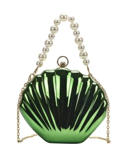 Hot Retro Stage Solid Pearl Metal Shell Bag