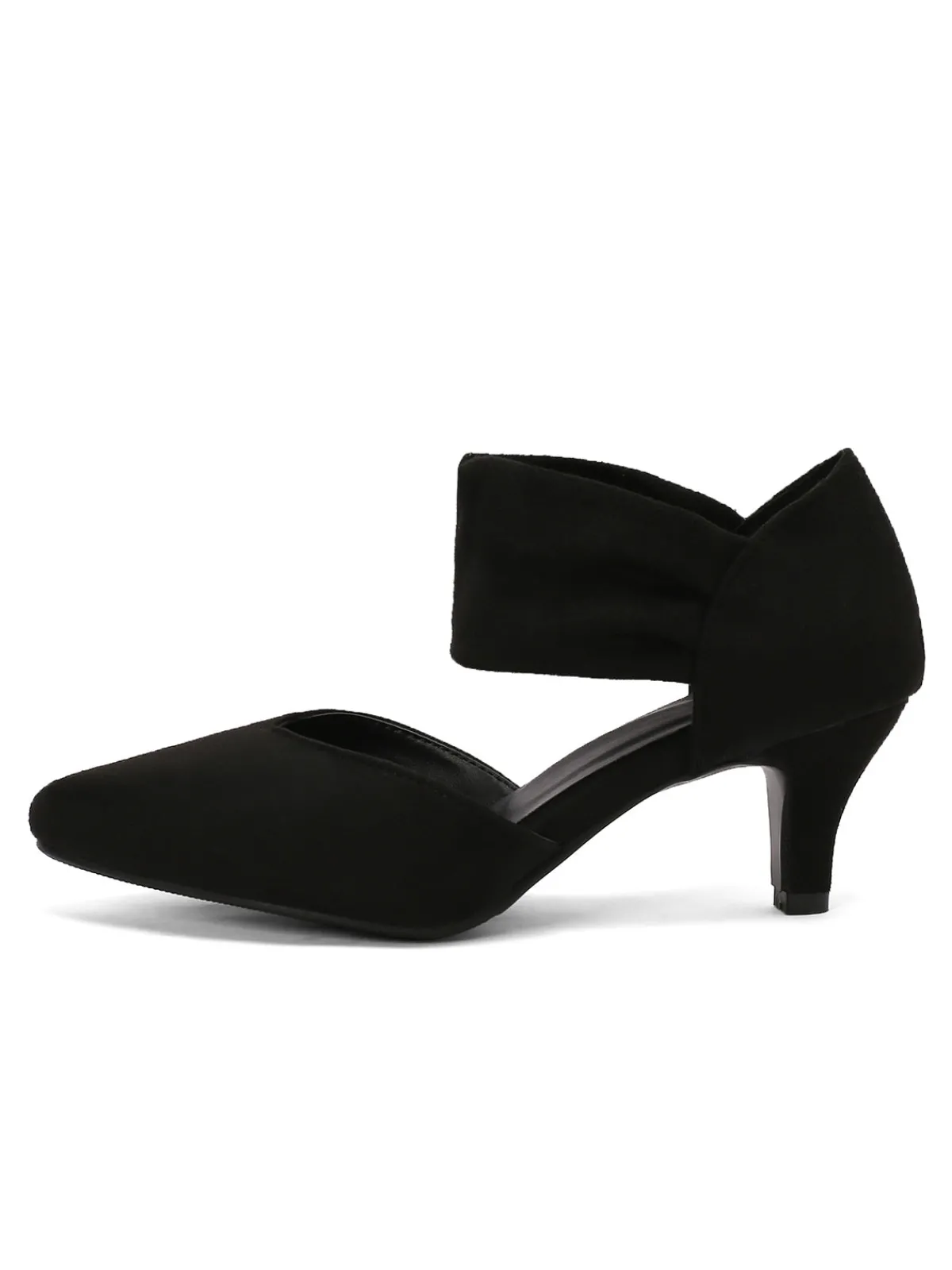 Clearance Retro Stage Solid Pointed Toe Suede Kitten Heels