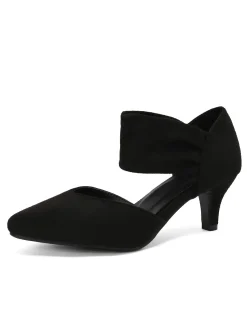 Clearance Retro Stage Solid Pointed Toe Suede Kitten Heels