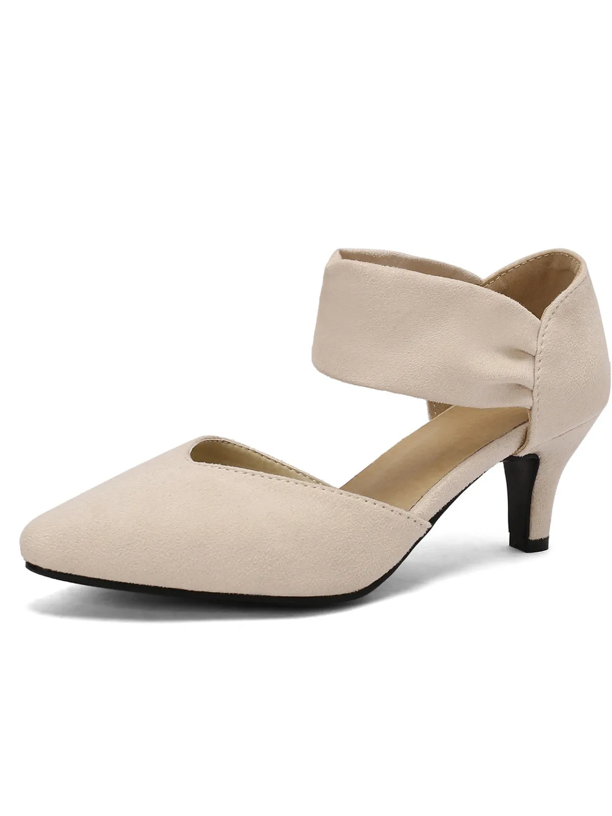 Clearance Retro Stage Solid Pointed Toe Suede Kitten Heels