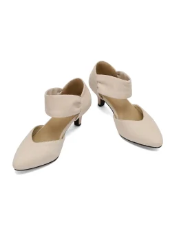 Clearance Retro Stage Solid Pointed Toe Suede Kitten Heels